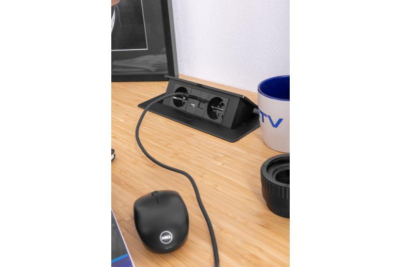 TOMADA DE MÓVEIS MULTISOFT 2x Tomada com Aterramento, USB A+C, RJ45, Cabo de Alimentação com Plugue, Preto