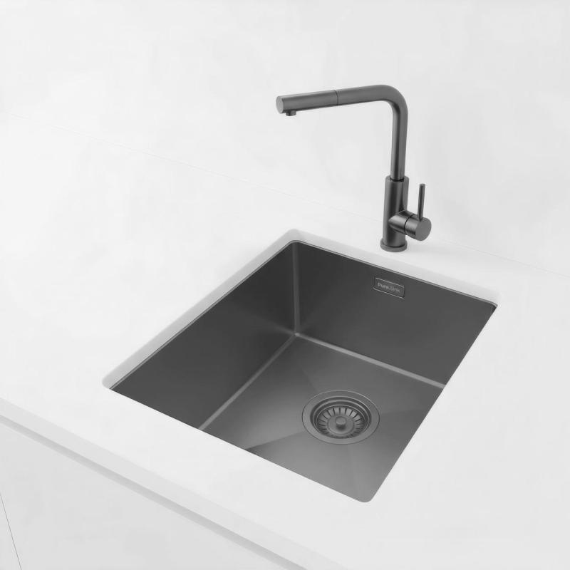 Pure.Sink Luxion Lavatório em gun metal, 36 x 40 cm, para encastrar, encastrar à face e sobrebancada PLX3640-61