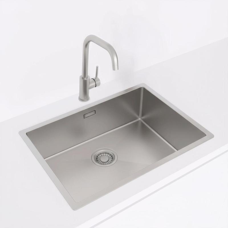 Pure.Sink Luxion Pia em aço inoxidável 55x40 cm para encastrar, encastrar na bancada e sobre a bancada PLX5540-02