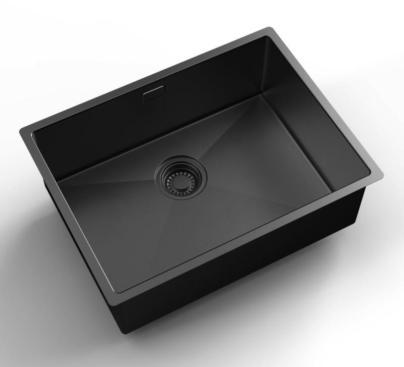 Pure.Sink Luxion PVD Pia preta 55x40 cm para encastrar, encastrar na superfície e montar em cima PLX5540-63