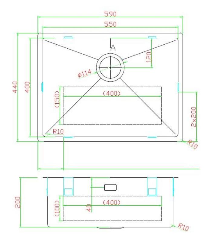 Pure.Sink Luxion Pia dourada 55x40 cm para encastrar, embutir ou sobrepor PLX5540-60