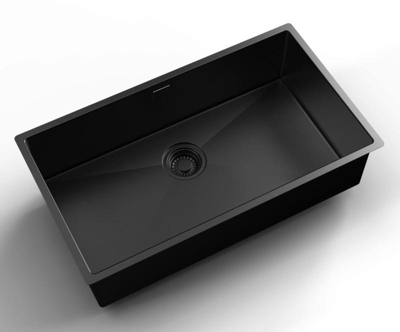 Pure.Sink Luxion Grande pia preta PVD 74x40 cm para instalação embutida, encastrada ou sobreposta PLX7440-63