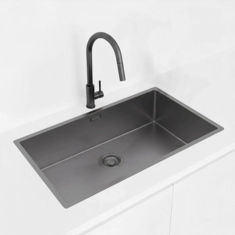 Pure.Sink Luxion Pia grande em metal Gun 74x40 cm para instalação embutida, encastrada ou sobreposta PLX7440-61