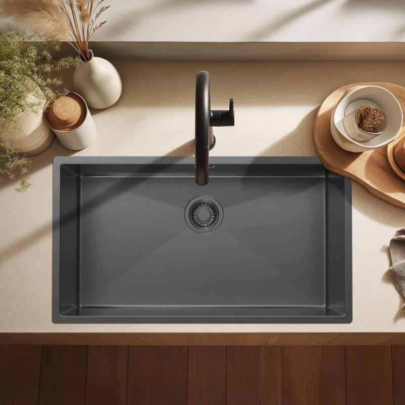 Pure.Sink Luxion Pia grande em metal Gun 74x40 cm para instalação embutida, encastrada ou sobreposta PLX7440-61