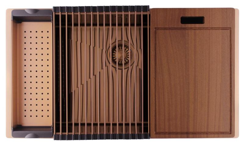 Pure.Sink Luxion Pia grande de cobre 74x40 cm para instalação embutida, encastrada ou sobreposto PLX7440-62