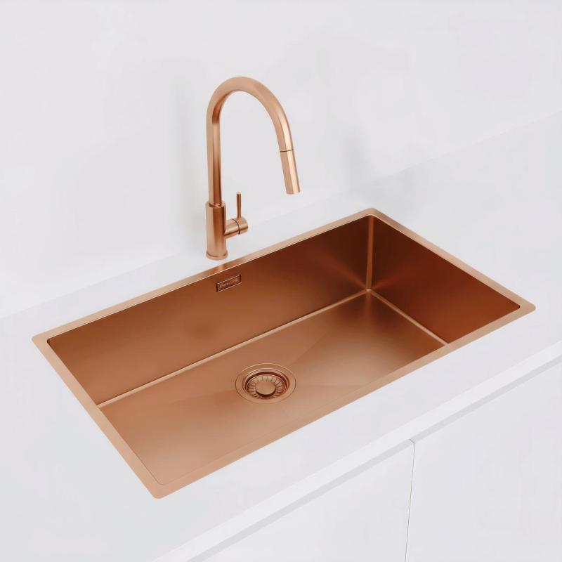 Pure.Sink Luxion Pia grande de cobre 74x40 cm para instalação embutida, encastrada ou sobreposto PLX7440-62