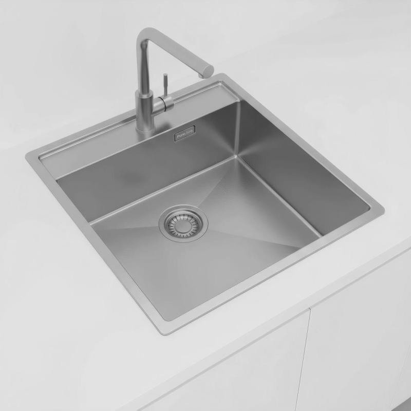 Pure.Sink Luxion Pia em aço inoxidável 51x50 cm Tapwing com bancada com orifício para torneira PLX5150T-02