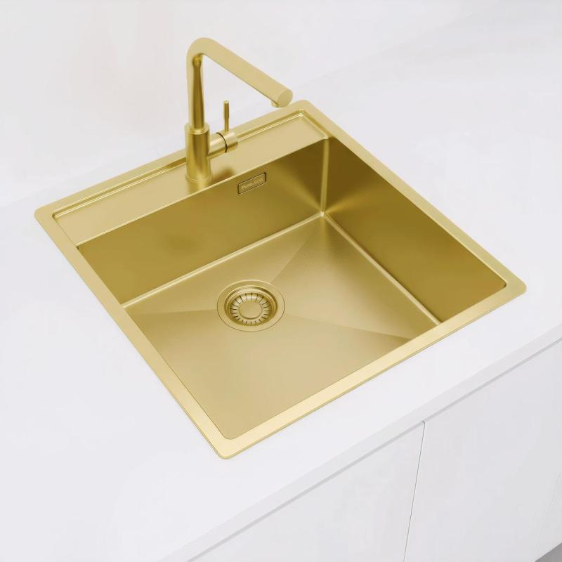 Pure.Sink Luxion Pia dourada 51x50 cm Tapwing com bancada com orifício para torneira PLX5150T-60