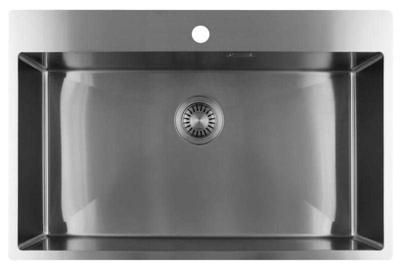 Pure.Sink Luxion Pia grande em aço inoxidável 78x50 cm Tapwing com bancada com orifício para torneira PLX7850T-02