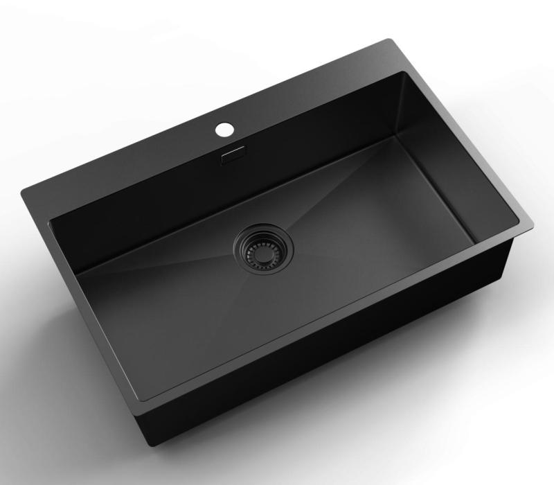 Pure.Sink Luxion PVD Grande pia preta 78x50 cm Torneira com banco para torneira PLX7850T-63