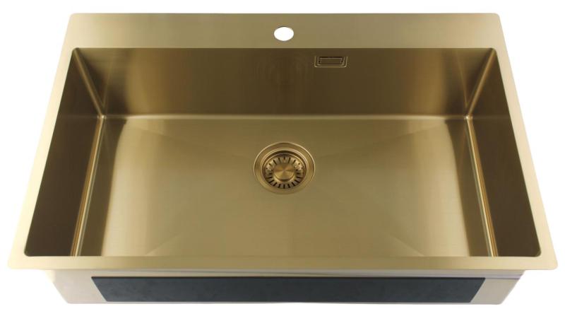 Pure.Sink Luxion Pia grande dourada 78x50 cm Torneira com encaixe para torneira PLX7850T-60