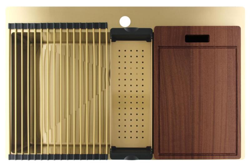 Pure.Sink Luxion Pia grande dourada 78x50 cm Torneira com encaixe para torneira PLX7850T-60