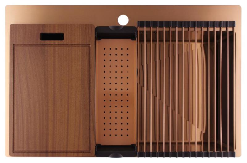 Pure.Sink Luxion Pia grande de cobre 78x50 cm Torneira com banco para torneira PLX7850T-62