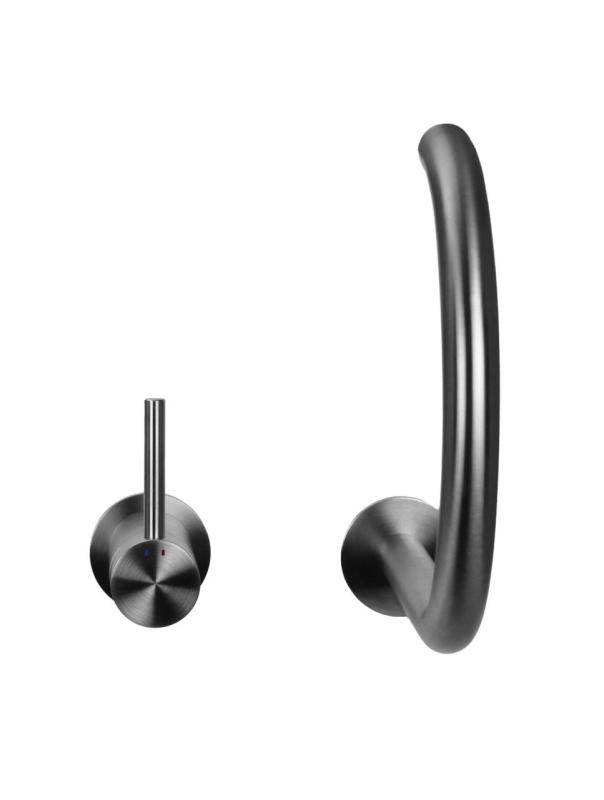 Pure.Sink Luxion Torneira de cozinha em aço inoxidável maciço com 2 furos e bico redondo PLX2HR-02