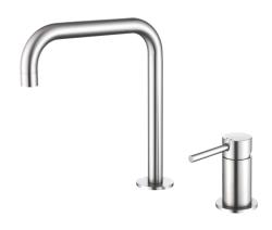 Pure.Sink Luxion Torneira de cozinha em aço inoxidável maciço com 2 furos e bico em U PLX2HU-02