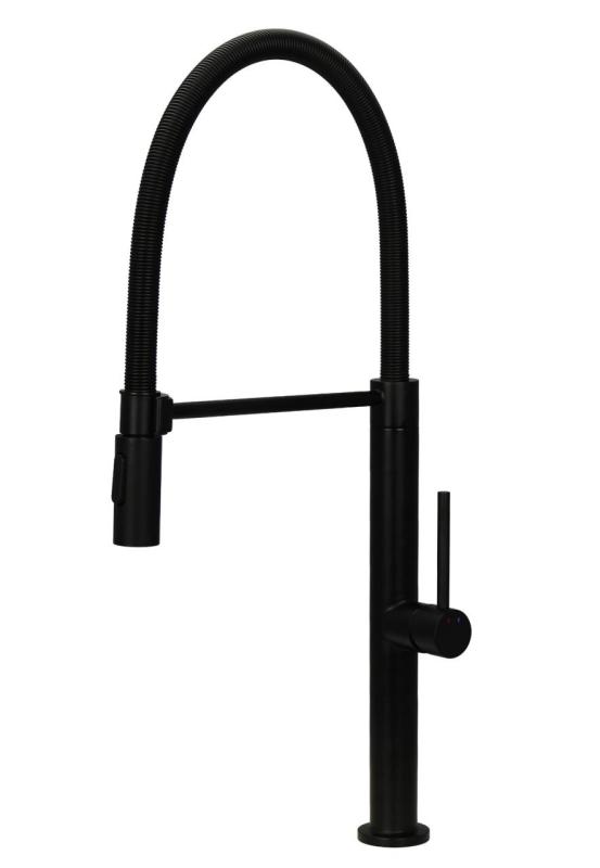 Pure.Sink Luxion Torneira de cozinha profissional preta mate com bico flexível e 2 tipos de jato PLXFLEX-10
