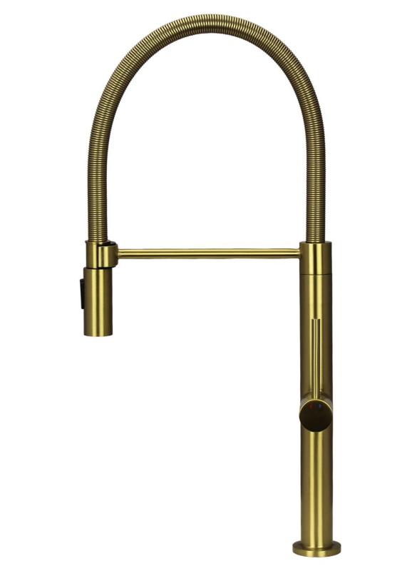 Pure.Sink Luxion Torneira de cozinha dourada Profi com bico flexível e 2 tipos de jato PLXFLEX-60