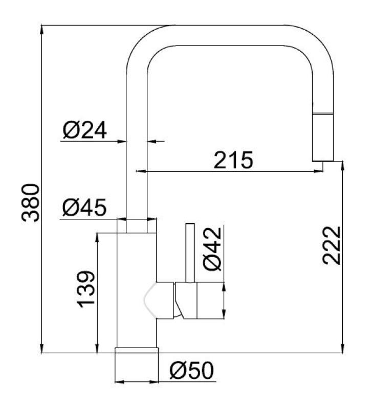 Pure.Sink Luxion Torneira de cozinha preta mate quadrada com bico extraível PLXSQUA-10