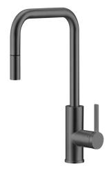 Pure.Sink Luxion Torneira de cozinha em metal cinzento quadrada com bico extraível PLXSQUA-61