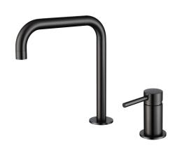 Pure.Sink Luxion Torneira de cozinha preta mate com 2 furos e bico em U PLX2HU-10