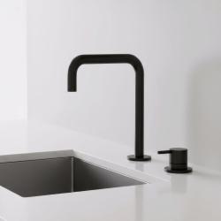 Pure.Sink Luxion Torneira de cozinha preta mate com 2 furos e bico em U PLX2HU-10