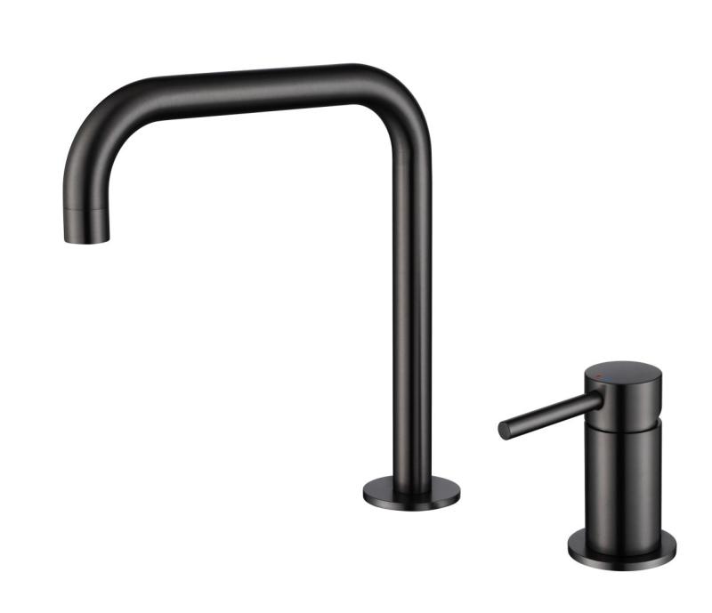 Pure.Sink Luxion Torneira de cozinha preta mate com 2 furos e bico em U PLX2HU-10