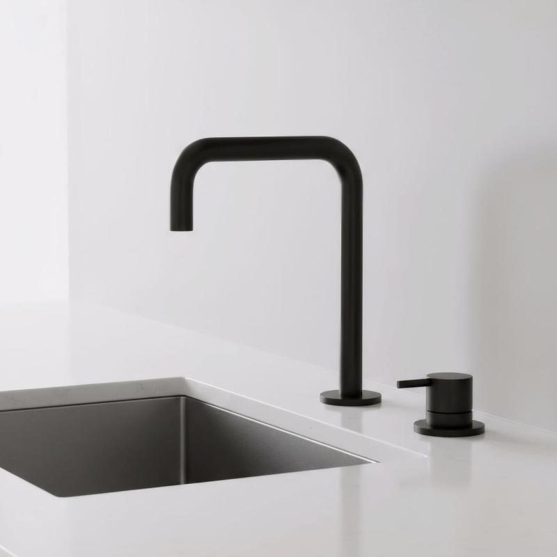 Pure.Sink Luxion Torneira de cozinha preta mate com 2 furos e bico em U PLX2HU-10