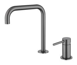 Pure.Sink Luxion Torneira de cozinha Gun metal de 2 furos com bico em U PLX2HU-61