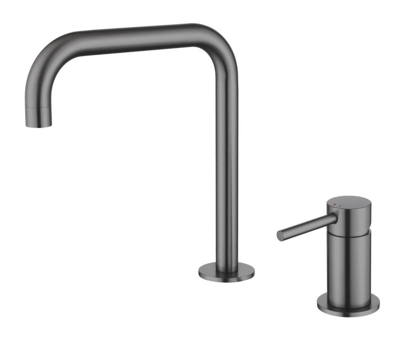 Pure.Sink Luxion Torneira de cozinha Gun metal de 2 furos com bico em U PLX2HU-61