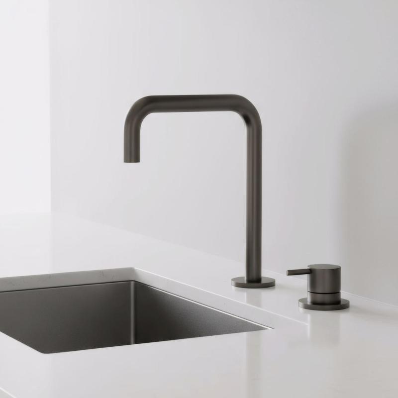 Pure.Sink Luxion Torneira de cozinha Gun metal de 2 furos com bico em U PLX2HU-61