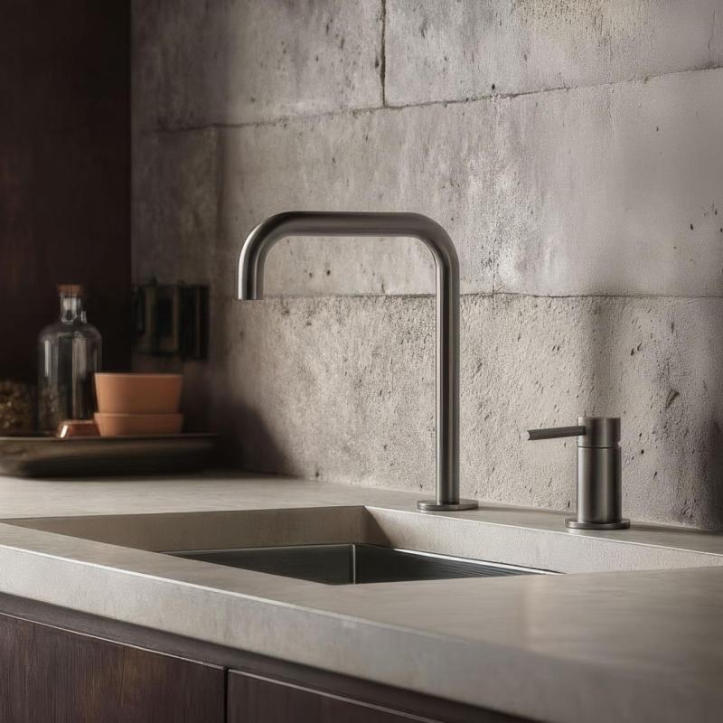 Pure.Sink Luxion Torneira de cozinha Gun metal de 2 furos com bico em U PLX2HU-61