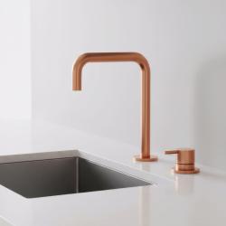 Pure.Sink Luxion Torneira de cozinha de cobre com 2 furos e bico em U PLX2HU-62