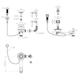 Conjunto de drenagem Granitemy RVS incluindo resíduo de botão de pressão com plugue, além de overflow retangular e redondo 1208971748
