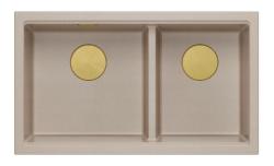 Quadri Newport II Dupla Bege Granito Embutida Pia 76x45 cm com Plug Dourado 1208971753