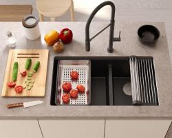 Quadri Newport II Dupla Bege Granito Embutida Pia 76x45 cm com Plug Dourado 1208971753