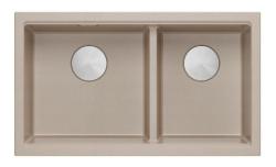 Quadri Newport II Dupla Bege Granito Embutido Pia 76x45 cm com plugue de aço inoxidável 1208971754