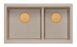 Quadri Newport II Pia Dupla Bege Granito Embutida 702 x 390 mm com Plug de Cobre 1208971755