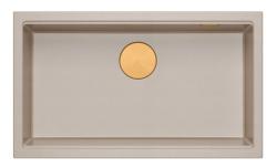 Quadri Newport II pia grande e profunda em granito de montagem superior e inferior em bege, pia de 76x45cm com plugue de cobre 1208971758