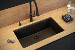 Quadri Newport II pia grande e profunda de granito para instalação superior e inferior bege 76x45cm com plugue dourado 1208971759