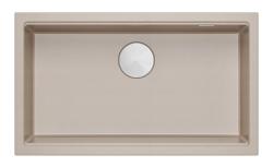 Quadri Newport II pia grande e profunda de granito para sobrepor e embutir Pia Bege 76x45cm com plug de aço inoxidável 1208971760