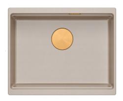 Quadri Newport II pia de embutir em granito bege 560x450mm com plugue de cobre e tampa de dreno 1208971764