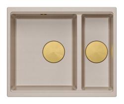 Quadri Newport II bege 1,5 pia de granito de montagem e submontagem 555x460mm com plugue dourado 1208971768