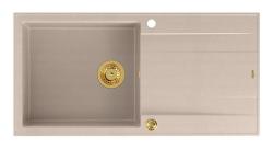 Quadri Luton bege pia de granito com área de escorrimento reversível 100x50cm com plugue dourado 1208971771