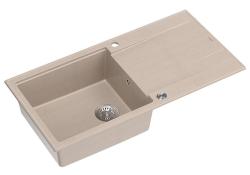 Quadri Luton beige granito embutida pia com escorredor reversível 100x50cm com plugue de aço inoxidável 1208971772