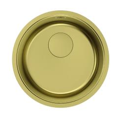 Pure.Sink Rondo Lavatório redondo dourado para encastrar, sobrebancada e montagem à superfície, 37 cm RD375-Gold