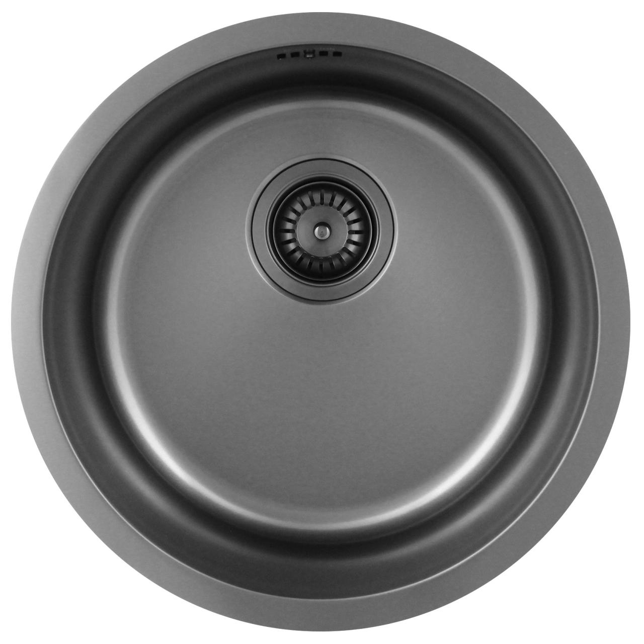 Pure.Sink Rondo Gun metal Pia redonda para instalação embutida, inferior e superior 38 cm PRN38-61