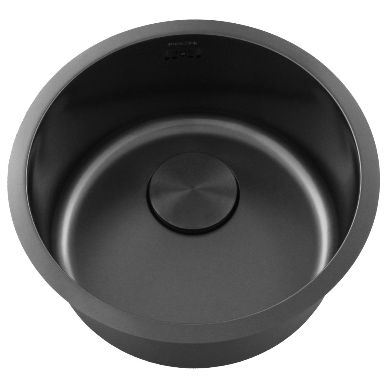 Pure.Sink Rondo Gun metal Pia redonda para instalação embutida, inferior e superior 38 cm PRN38-61