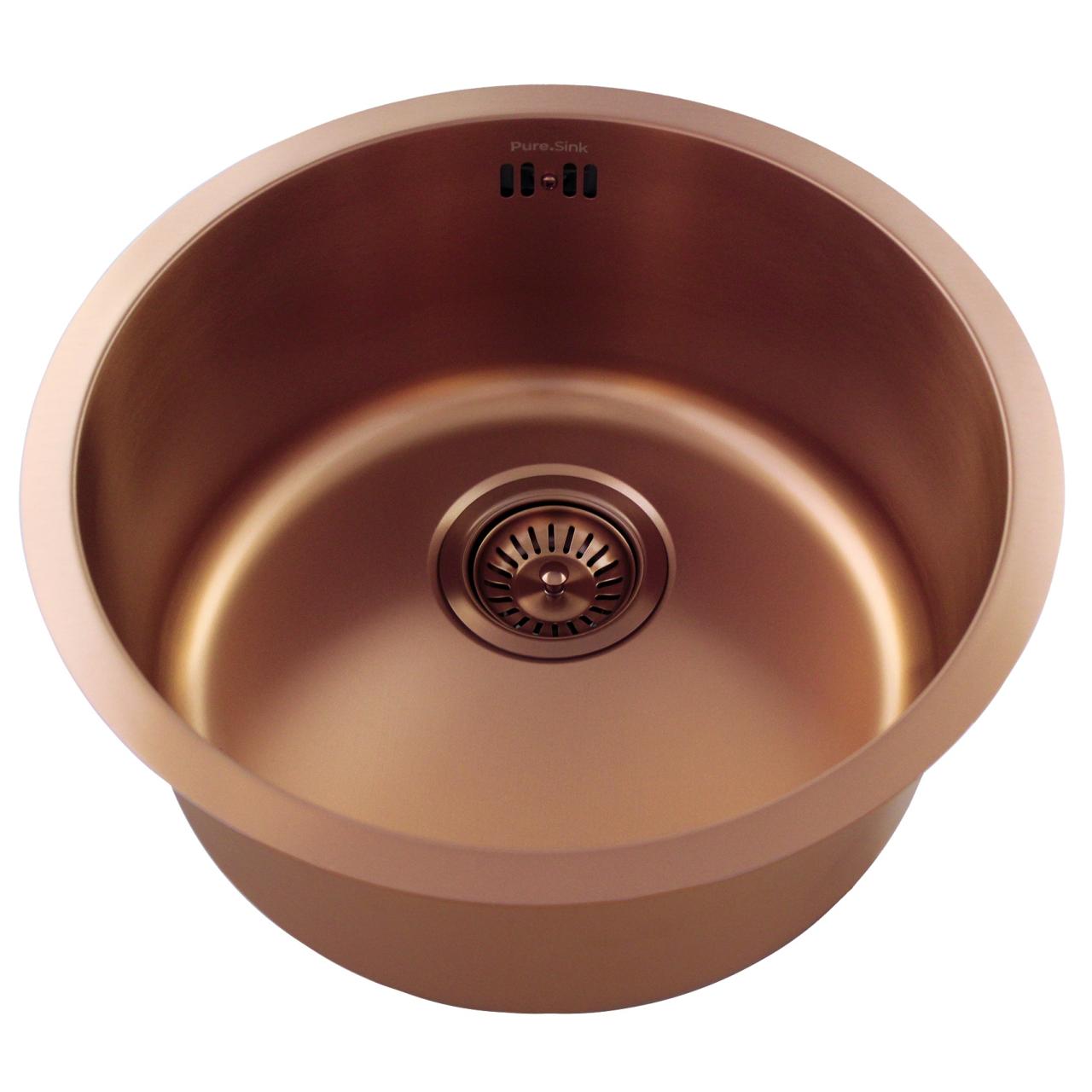 Pure.Sink Rondo Pia Redonda de Cobre para instalação embutida, inferior e superior 38 cm PRN38-62