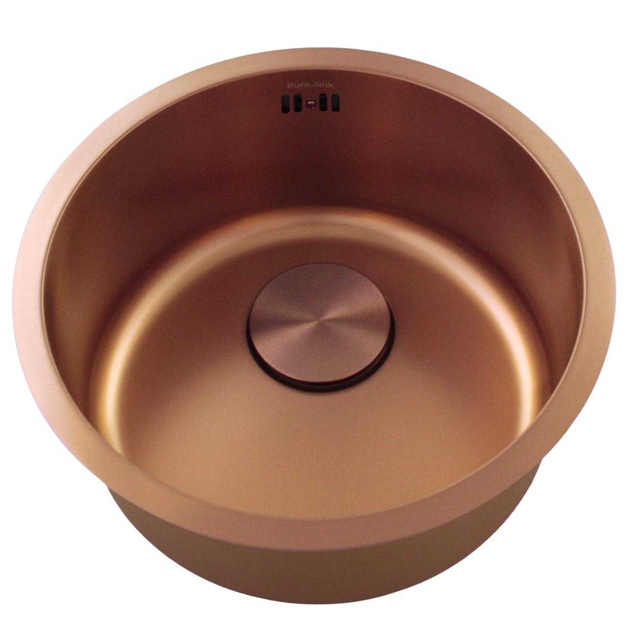 Pure.Sink Rondo Pia Redonda de Cobre para instalação embutida, inferior e superior 38 cm PRN38-62