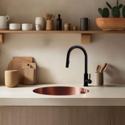 Pure.Sink Rondo Pia Redonda de Cobre para instalação embutida, inferior e superior 38 cm PRN38-62